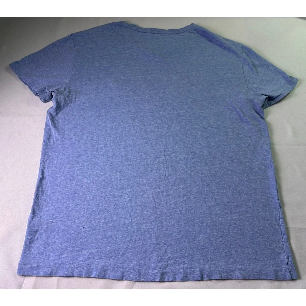Polo Ralph Lauren V-Neck T-Shirt Size Medium Heather Blue Preppy Cotton Pony Tee